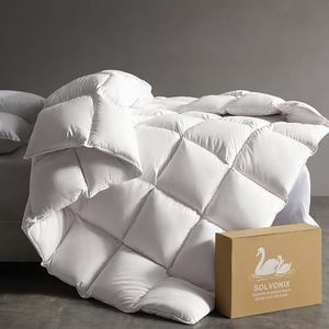 Solvonix Goose Down Fiber Comforter – All Season Naturally Breathable Duvet Insert,Cotton-Poly Blend Fabric, 8 Corner Tabs (White, Oversized King(119.5"x97.5"))