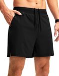 Soothfeel Men's Running Shorts with Zipper Pockets 5 Inch Quick Dry Sports Tennis Shorts Gym Workout Athletic Shorts for Men, Black, Large