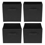 RampSupplies Black Foldable Storage Cubes with Handles, 30cm x 30cm x 30cm,Fabric Storage Boxes, Toy Baskets for Baby Clothes Home and Office Room Organizers (Black)