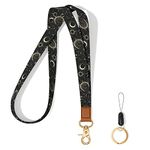 Hsxnam Neck Lanyard Key Chain, Long Lanyard Strap Keychain Holder for Women Men Car Keys ID Badges Card Wallet Phone Camera, Gold Moon