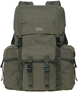 KAUKKO Vintage Casual Canvas and Leather Rucksack Backpack(17-ARMY GREEN)