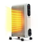 Candes 2200W 11Fins Oil Heater for Home | Adjustable Thermostat | 3 Heating Modes | Overheat Protection | Silent Operation | Portable Design | Full Room Coverage | Off White