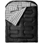 MEREZA Flannel Double Sleeping Bag for Adults Mens, XL Queen Size Two Person Sleeping Bag fo Camping 2 Person Sleeping Bags for Hiking Backpacking Cold Weather & Warm