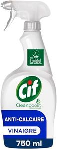 CIF - Spray nettoyant pistolet Anti-Calcaire universel - Technologie Cleanboost - enlève 100% du calcaire - avec vinaigre - ecolabel - 750ml