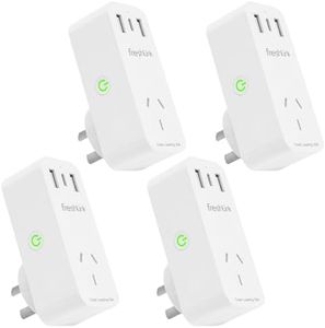 Smart USB Plug 10A with PD 20W FreshLink WiFi Socket Fast Charge with Timer, Energy Monitoring, Group Control, Work with Alexa/Google Home,SAA Certified, 2.4GHz WiFi Only (USB -4 Pack)