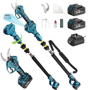 GEVEELIFE 2-in-1 Electric Pruning Shears Cordless, 1.6" Cutting Diameter, Electric Tree Pruner with 12.8Ft Reach Extension Pole, 2×4.0Ah Battery Powered Pole Pruner for Tree Trimming