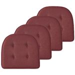 Marina Decoration Premium Thick Comfortable Cushion U-Shaped Memory Foam Chair Pads Tufted Nonslip Rubber Back Seat 17 x 16 Inch Indoor Seat Cover for Office, Kitchen Chairs, 4 Pack Burgundy Color