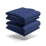 Mezzati Brushed Microfiber Waterbed Sheet Set - Ultra Soft and Lightweight for Ultimate Sleep Comfort, Wrinkle Free and Color Fade Resistant (Blue, King Attached)