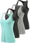 ROSYLINE Workout Tank Tops for Women Racerback Yoga Tops Quick Dry ​Activewear Tanks Black/Grey/Black/Light Green M