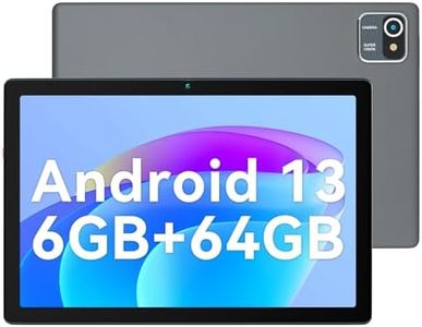 Wqplo Tablette Android 13 de 10 Pouces, 6 go de RAM, 64 go de ROM, Quad-Core, 5000mAh, écran Tactile HD 1280x800, Tablette PC de 5mp + 8mp (Gris)