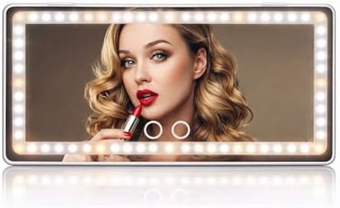LED Car Vanity Mirror with Lights, Rechargeable Sun Visor Makeup Mirror, Touch Dimmable, Universal Fit for Cars, SUVs, Trucks Travel Use | Vanity Mirror for Car Sun Visor