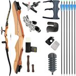 wolfman Archery Recurve Bow Set 66/68/70 Inch 12-40LBS Practice Bow Set Adult Hunting Bow for Archery Club Archery Hall Shooting Competitive Practice Right Handed(Black, 68"/24Lbs)