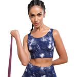 Enamor Women's Polyester Wire Free Casual Sports Bra (E217_Galaxy AOP Navy Combo