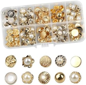 Zfseyuh 100 Piezas Botones de Perla,Botones de Broche de Camisa 10 Estilos Botones de Camisa de Mujer para Trajes,Suéteres,Camisas,Ropa