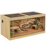 110 Gallon Reptile Terrarium, Bearded Dragon Reptile Tank with Sliding Door Top Screen Ventilation, Front Opening Lizards Reptile Enclosure for Easy Maintenance