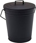 Fire Vida Ash Bucket Coal Wood Carrier Holder with Lid, Metal, Black