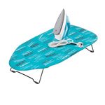 BonKaso Tabletop Ironing Board – Blue, Foldable, Lightweight & Compact, Floor Mount, Heat-Resistant Iron Rest, Smooth Non-Stick Surface for Easy Ironing