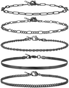 AOZEL Black Ankle Bracelets for Women 12 inch