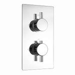 ENKI, Venice, TSV075, Concealed Thermostatic Twin Diverter Shower Mixer Valve with Two Outlets, Round Handles, Modern Bathrooms, Constant Temperature, Chrome