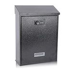 xydled Mail Boxes with Combination Lock,Locking Mailbox Wall Mounted,Large Capacity,Steel Cover Metal Postbox for House, 12.4×8.5×3 Inch, Black