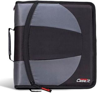 Case-it The Dual 2-in-1 Zipper Binder | Two 1.5-Inch D-Rings, 600 Sheet Capacity, Pencil Pouch & Multiple Pockets | School & Office Organizer with Shoulder Strap | Dual-101 Jet Black