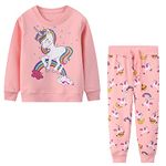 Baogaier Girls Tracksuit Horse Rainbow Sport Wear Set Suit Long Sleeve Cotton Pullover Sweatshirt Jumper Top Drawstring Trousers Jogger Bottoms Pants Casual Outfit Clothes Kids Toddler Age 2-3 years