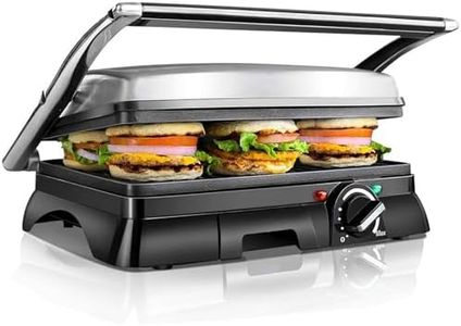 Aigostar Gril viande et panini multifonction, 2000W, Appareil paninis，Plaques antiadhésives et ouverture à 180º, Bac à graisse amovible, Appareil à Croque-Monsieur Samson 30klu XXL