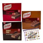 AETN Creations Slim Fast Snack Bar 3 Box Mix (18 Bars) Chocolate, Caramel and Strawberry Flavours Low Calorie, Light, Sweet, Indulgent Treat on the Go with AETN Meal Planner