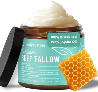 Body Restore Grass Fed Whipped Beef Tallow for Skin, Face, Body, Dry Skin - with Manuka Honey, Jojoba Oil, Fathers Day Unique Gifts for Dad, Grandpa, Son, Best Friend, Travel Essentials - Eucalyptus