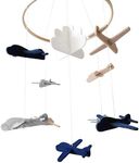 Sorrel + Fern Baby Crib Mobile (Airplanes in The Clouds) - Nursery Decoration Ceiling Mobile and Baby Shower for Boys & Girls - Grey and White