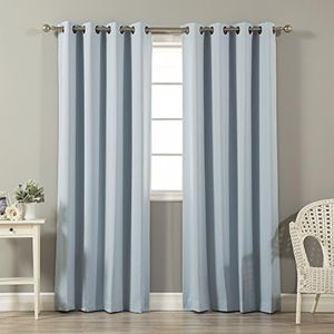 Best Home Fashion Tende oscuranti termiche isolate, in bronzo antico, 132 x 274 cm, set di 2 pannelli, colore: blu cielo
