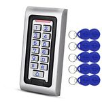 HFeng Standalone IP68 Waterproof RFID Access Control Keypad Metal Card Reader + 10pcs 125KHz proximity Keychains WG26 2000 users for home/office