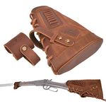 WAYNE'S DOG Leather Rifle Buttstock Cheek Rest with Sling Barrel Mount, No Drill Straps Mount (Brown(.22LR .22MAG .17HMR), Lefty with Barrel Mount)