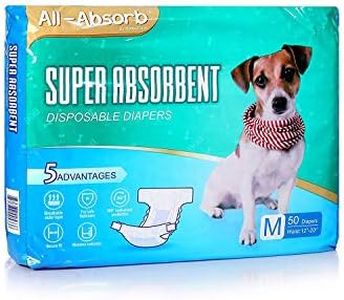HONEY CARE All-Absorb Disposable Female Dog Diapers M Size, Improved Bigger Size, 36 Count, Super Absorbent, Breathable, Wetness Indicator (Pack of 1, 36 Count Total)