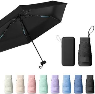 Sykrawki Reise-Regenschirm, Mini UV-Regenschirm, Winddichter Taschenschirm für Männer und Frauen (Schwarz)