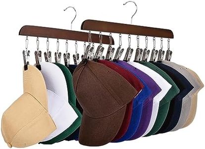 Hat Racks for Baseball Caps Sangle Sopffy 2PCS Wooden Hat Hanger With 10 Rubber-Coated Stainless Steel Clip,Hat Organizer for Hat Storage Organizer,Fit for All Caps,Clothing Accessories,Brown.