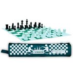 Vinson 17" X 17" Tournament Chess Vinyl Foldable Set of 32 Solid Plastic Chess Pieces with Wrinkle-Free Foldable Chess Matt Laminated Within PVC Zipper Cover with a Separate Storage for Chess pcs.