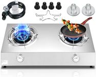 Horynar Propane Stove 26000 BTU / 2 Burner Gas Stove Auto Ignition Propane Burner with CSA LPG Hose for Outdoor, Emergency