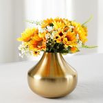 Behoma Metal Flower Vase for Home Decor Bedroom Living Room Office Wedding | Table Decorative Item for Festivals Birthday Gold Bud Shape Large (Flower Not Included).