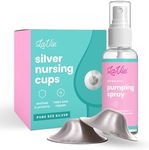 LaVie Silver Nursing Cups & Organic Pumping Spray Bundle: Soothing Protection for Nursing Nipples and Lubricant for Sore Nipples