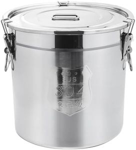 Alinwirsy 33L/8.7 Gal 304 Stainless Steel Containers with Lids 1116 Oz Airtight Containers with Lids and Lock Hole 304 Stainless Steel Container with Lid for Storage 304 Airtight Stainless Bucket
