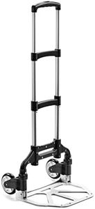 Caflower Folding Hand Truck, Aluminium Portable Folding Trolley with 3-Position Folding Pulley Handles, Load Capacity 175 lbs for Home, Office and Travel Use. (Aluminum+PVC Wheels)