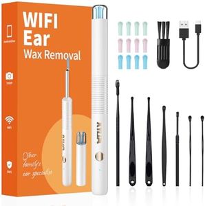 Xylla Ear Wax Removal 1920P Ear Cleaner with Camera, Ear wax Remover Kit with 6 LED Lights, Visual Ear Cleaner Otoscope with 12 Soft Silicone Ear Spoons, Ear Camera for iOS & Android White