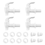 4 Pcs Universal Beverage Dispenser Spigot Tap, Reusable Spigot Spout Replacement, Plastic Push Type Dispenser Faucets for Hot Cold Water Fermenter Beer Wine Juice Bottle Bucket, White