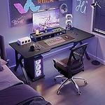 Large Gaming Desk, Black PC Compute