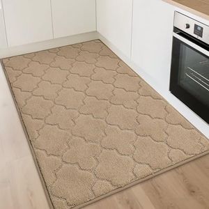 COSY HOMEER Kitchen Rugs 32"x48" Non-Slip Washable Kitchen Mats for Floor Absorbent Kitchen Carpet Soft Rugs for Kitchen,Sink Mat,Entrance,Area Rug,Beige