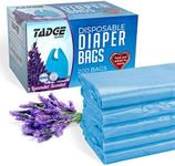 Tadge Goods Baby Disposable Diaper Bags Scented with Lavender - Odor Absorber Biodegradable Plastic Diaper Sacks for Trash Bag Essential Items - Bags for Dirty Diapers - Refill 200 Count (Blue)