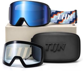 TIJN Anti Fog Ski Goggles, Magnetic OTG UV400 Snowboard Goggles Women Men | 2 Magnetic Replaceable Lenses, OTG Fits for Small Glasses, Anti Fog, UV400 Protection, Helmet Compatible for Snow Sports