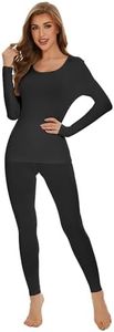 WiWi Thermal Underwear Set for Women Long Johns Sets Soft Base Layer Pajama Thermals Warm Top & Bottom S-XXL, Black, XX-Large