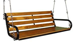 Kaushalendra Hanging Swing for Balcony Hammock Chair Indoor jhula Heavy Very Strong 350 kg Capacity Colour Teak Wood Swings with Hanging Accessory (91 CM, Wood Teak Yellow)